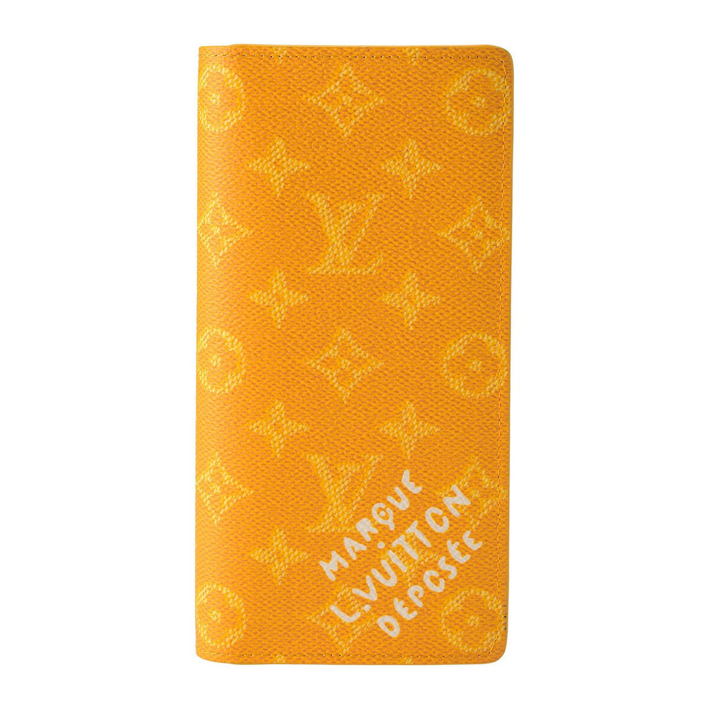 Louis Vuitton Wallet Monogram Heritage Portefeuille Brazza Canvas Leather Yellow